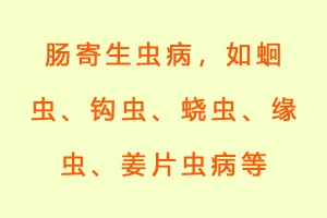 肠寄生虫病，如蛔虫、钩虫、蛲虫、缘虫、姜片虫病等